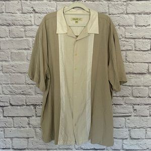 100% silk beige button down